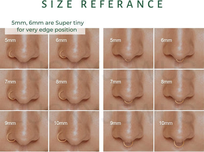 LUCKYJEWUS Small Thin Gold or Sterling Silver Nose Ring Hoop for Women, Tiny Nose Piercing Jewelry