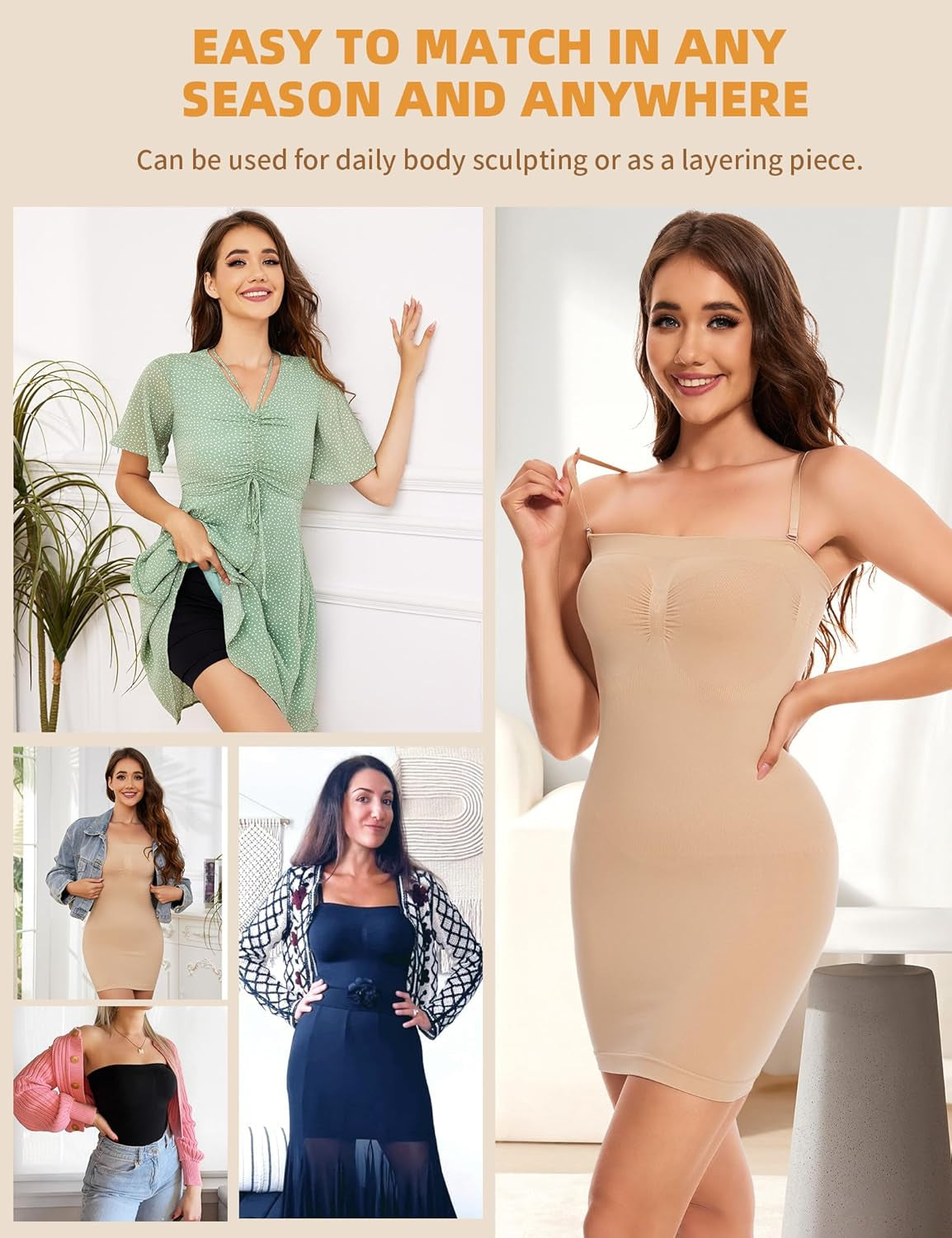 Full-body shaper slip smooth lines under bodycon dress