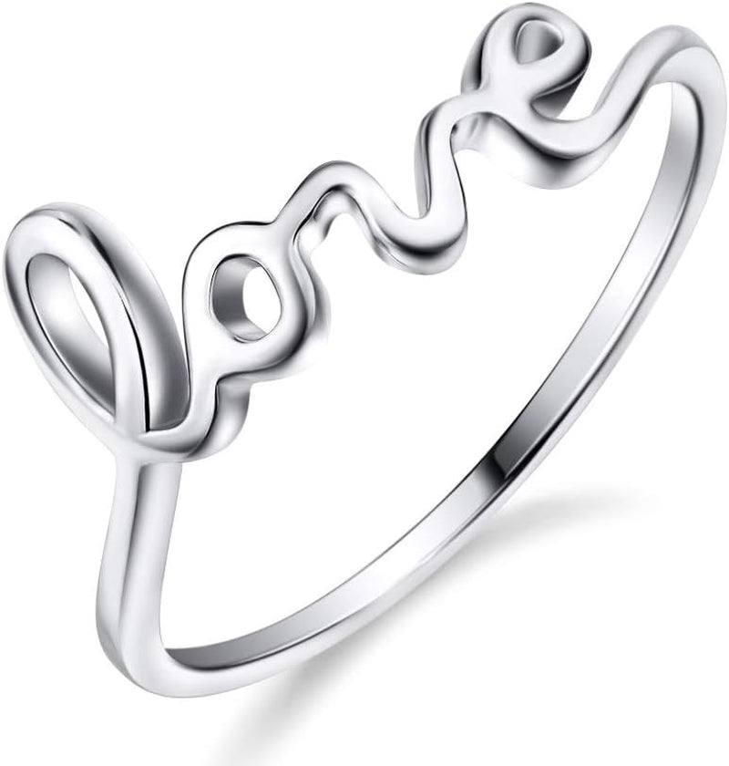 YFN sterling silver love script thin band promise ring