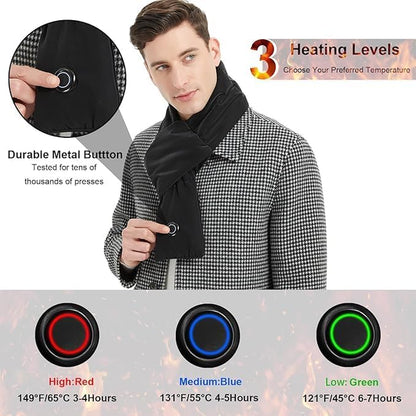 Heated Scarf for Women Men with Rechargeable 6000Mah Battery Pack Heated Neck Pad,Three Temp Settings, Rapid Heat,Neck Warmer Warp (Deep Black)