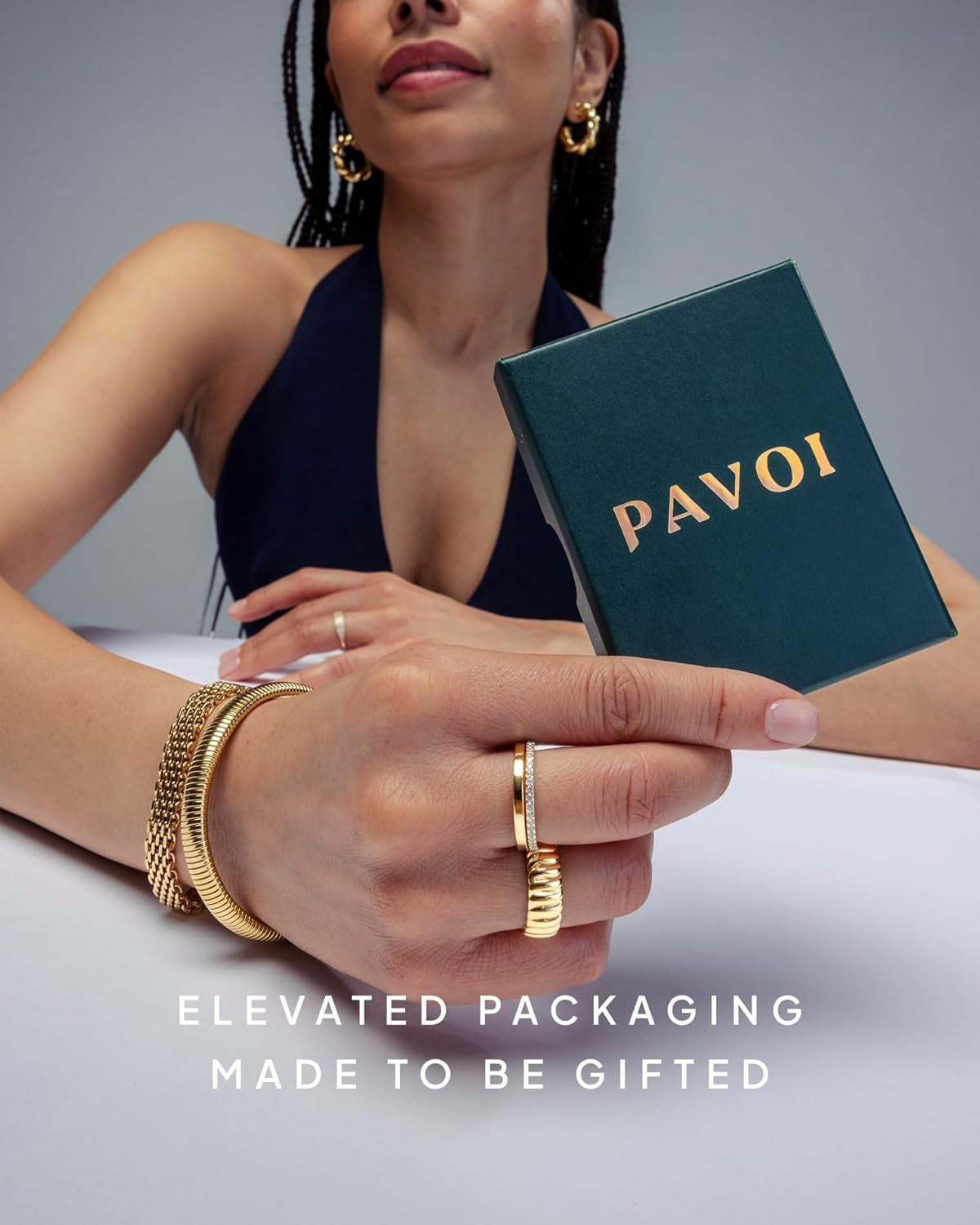 PAVOI heart shaped eternity ring with elegant band