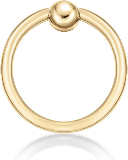 Lavari Jewelers 16 Gauge Captive Bead Hoop Ring for Women and Men - 14K Yellow Gold Nipple Eyebrow Cartilage Tragus Piercing - 1.2 Mm Nose Hoop - Stud Piercing Jewelry - 16G Body Piercing