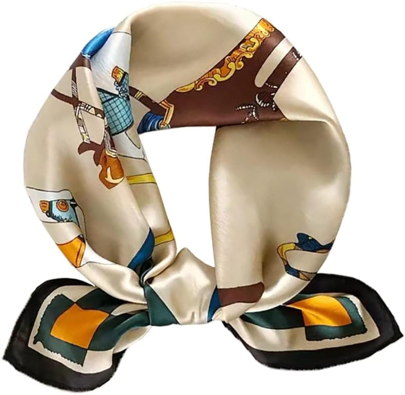 ANDANTINO 100% Mulberry Silk Scarf -21” Lightweight Square Neckerchief – Breathable Digital Printed Scarves with Gift Packed