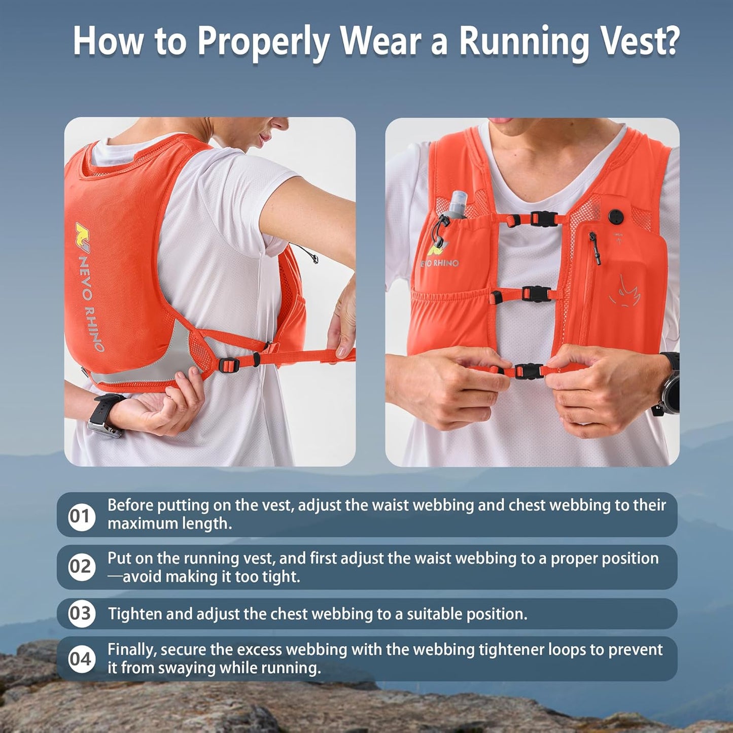 Running vest detail showing storage compartments