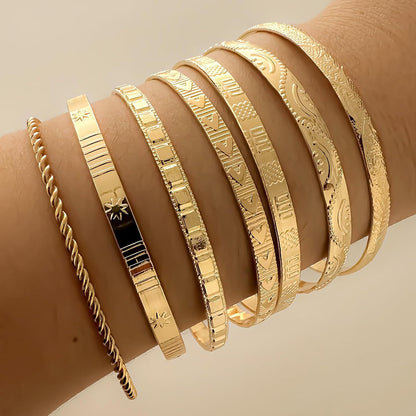 FUNOJOY Bangle Bracelets Set for Women, Multi Layer Stackable Cuff Bracelets, Boho Open Adjustable Bangle Jewelry Gift for Her