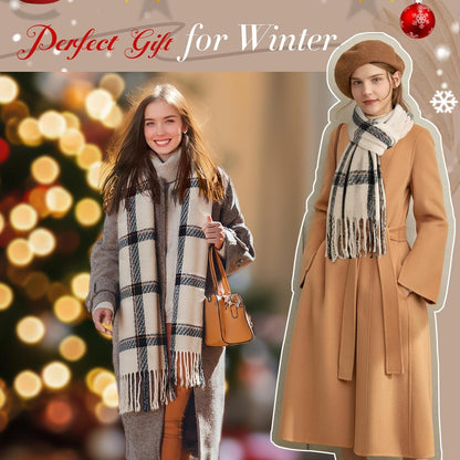 Trifabricy Winter Scarfs for Women, Long Blanket Scarf, Fashion Soft Taseel Plaid Scarf, Chunky Oversized Shawls and Wraps