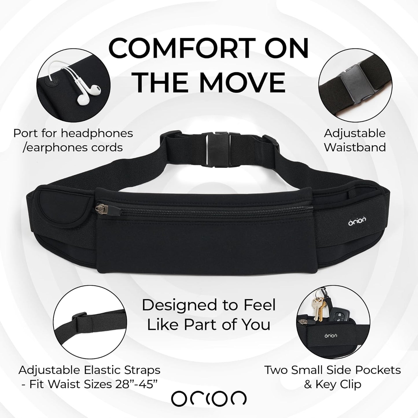 Comfortable running belt phone holder on waist