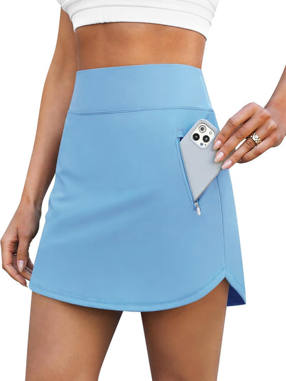 Loukeith Golf Skirts for Women Tennis Skirt with Zipper Pockets High Waisted Running Casual Athletic Skorts Built-In Shorts