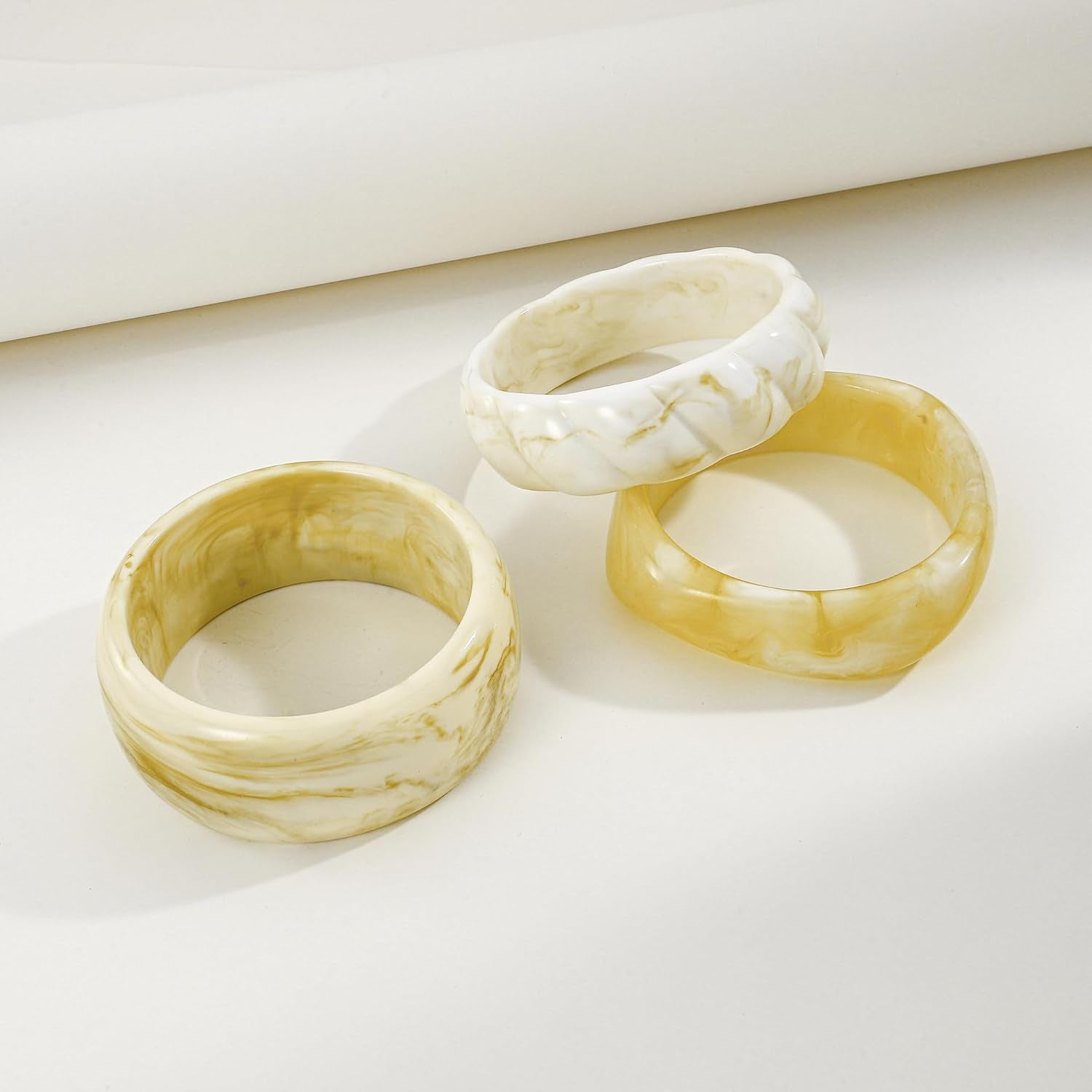 3PCS Colorful Acrylic Resin Bangle Bracelet for Women Boho Geometric Acetate Plate Bracelet Trendy Christmas Jewelry