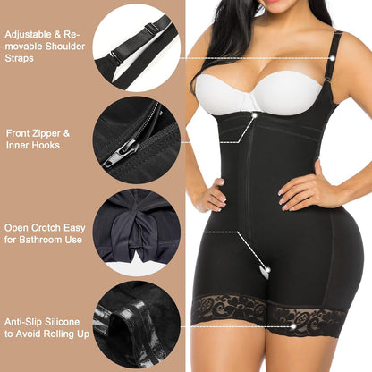 Postpartum recovery fajas bodysuit on model wearing