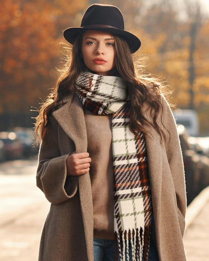 Winter Scarf for Women, Fashion Long Plaid Shawls Big Grid Winter Warm Lattice Large Scarf