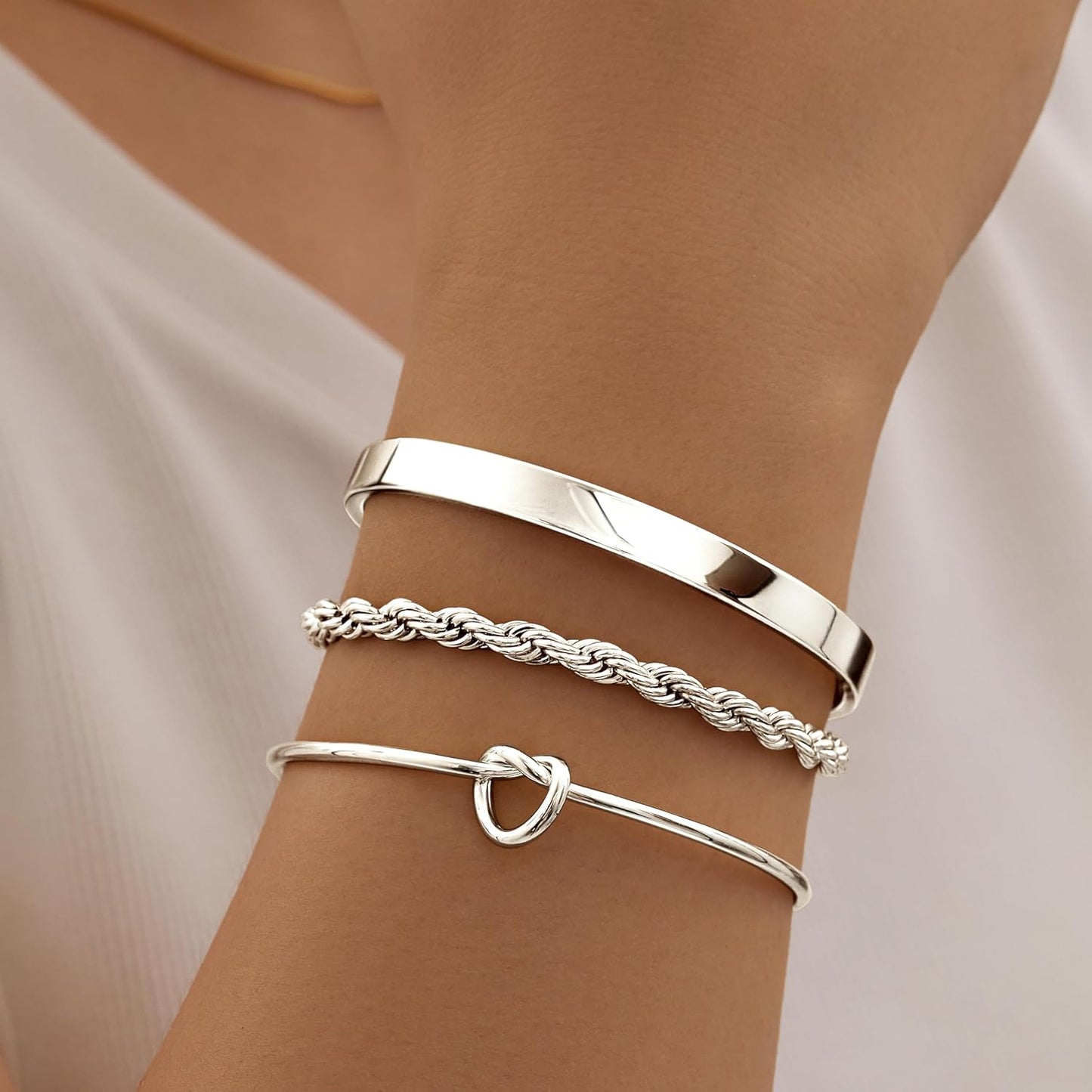 Close up of silver cuff bangle bracelet texture and quality