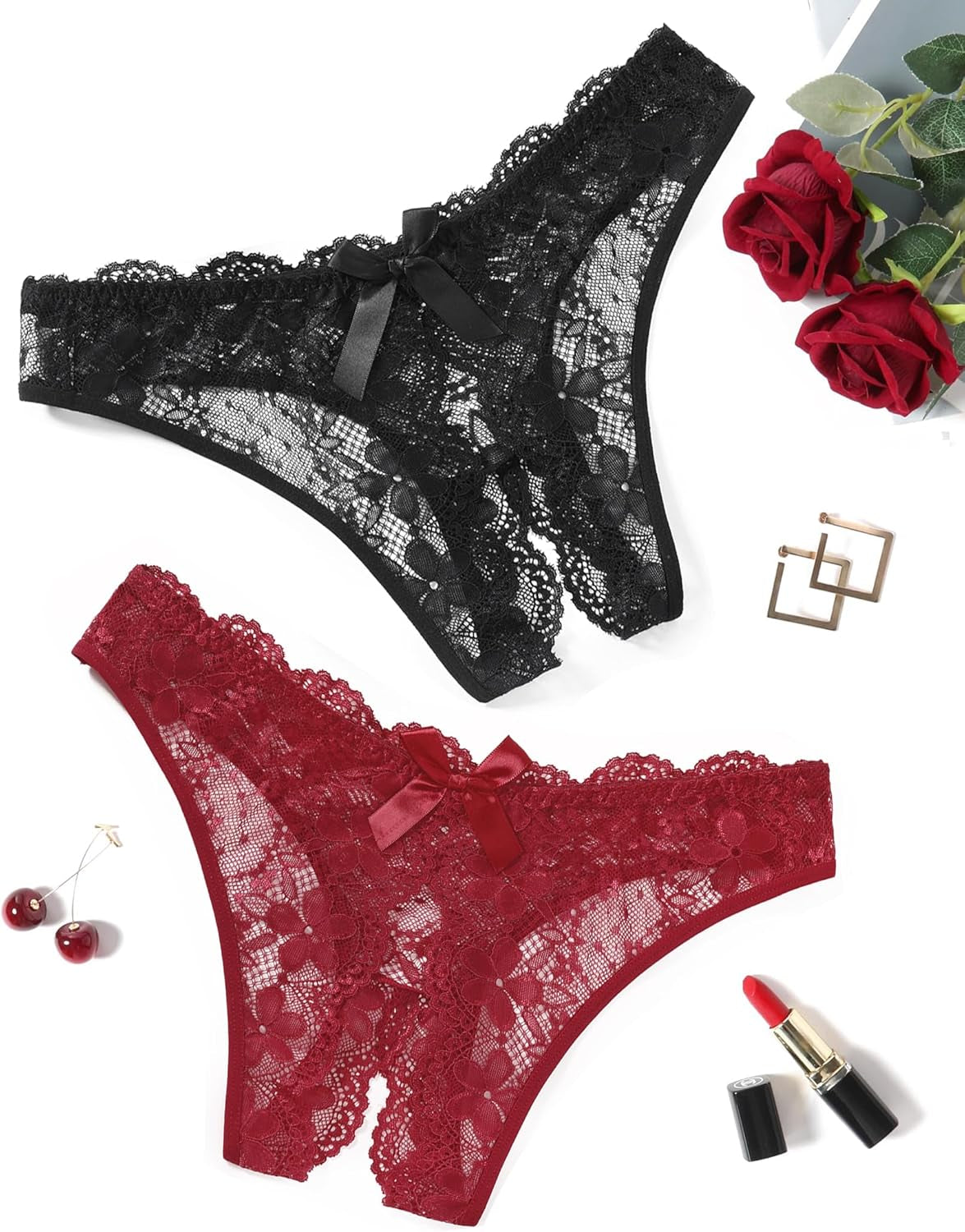 Full collection of floral lace briefs in various colors and prints