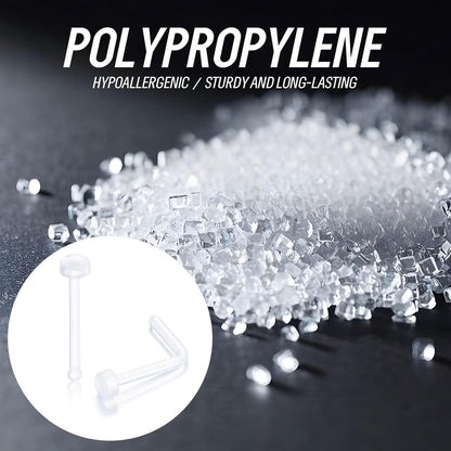 76-Pack Clear Piercing Retainer,Bioflex Body Jewelry for Eyebrow,Lip,Septum,Nose,Nipple,Navel,Tongue,Tragus|Discreet Industrial Piercing Retainer Kit for Surgery,Sports,Work|Unisex