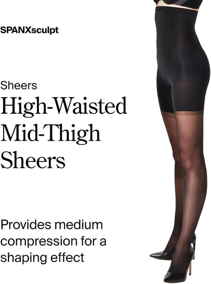 Woman wearing mid-thigh sheer shapewear with invisible finish