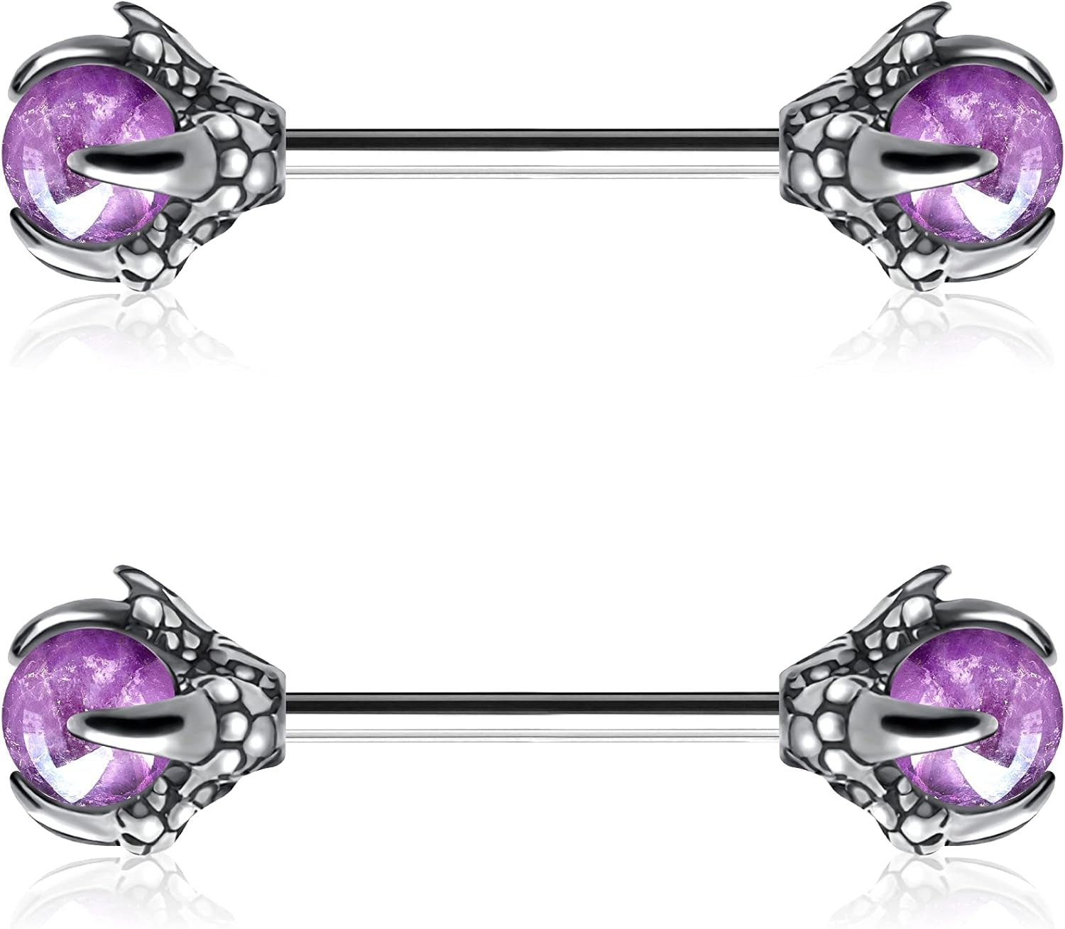OUFER 14G Dragon Claw Nipple Rings with Natural Stone - 316L Stainless Steel Piercing Jewelry for Women