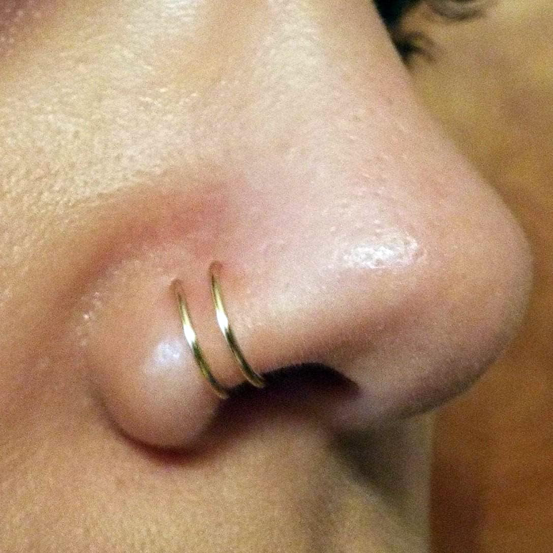 Vitaltyextracts Double Hoop Nose Ring 6Pcs Hypoallergenic Improved Softness Surgical Steel. 20 Gauge Spiral Nose Hoop Thin Nose Piercings Stainless Steel Body Jewelry for Women 0.8Mm*8Mm