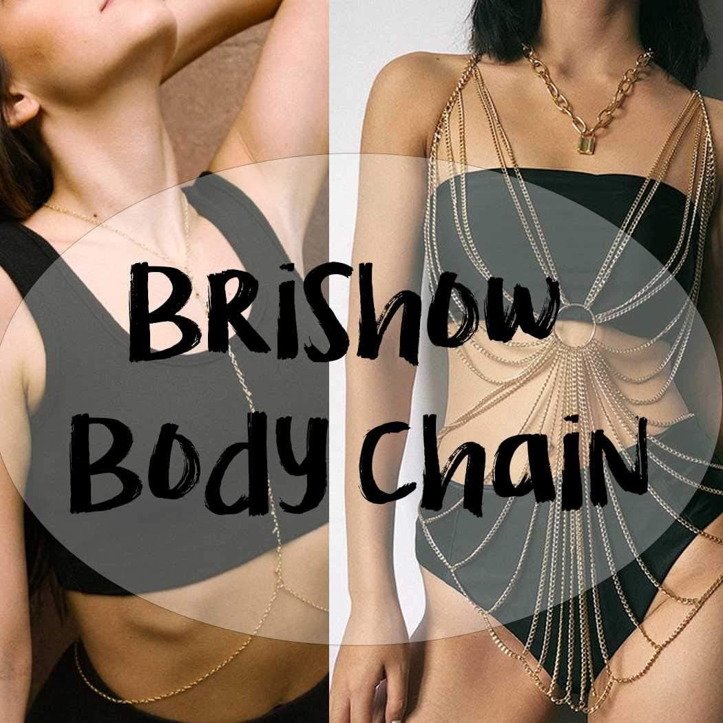 Brishow Rhinestone Body Chains Layered Crystal Waist Chain Beach Bikini Fashion Body Jewelry Accessories for Women and Girls