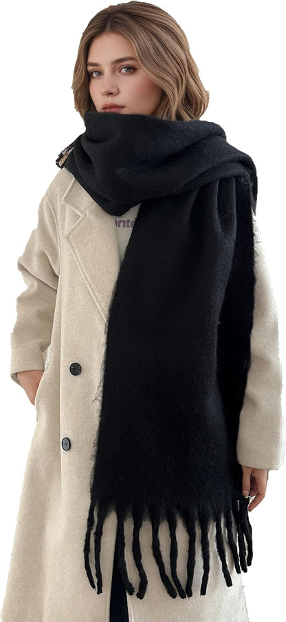 Women'S Winter Scarfs, Mohair Vintage Scarf for Women and Men, Large Chunky Scarf Cashmere Feel Blanket Wrap