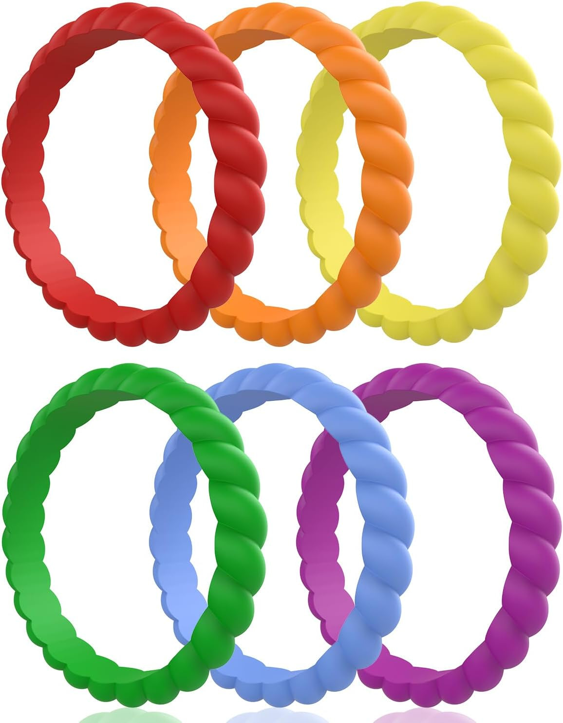 Egnaro Silicone Wedding Ring for Women,Thin and Stackble Braided Rubber Wedding Bands,No-Toxic,Skin Safe