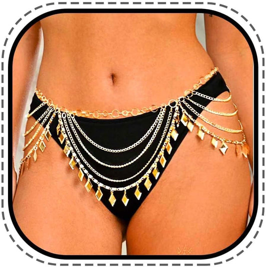 JEWEKY Gold Waist Chain Layered Belly Chains Rave Body Jewelry for Women