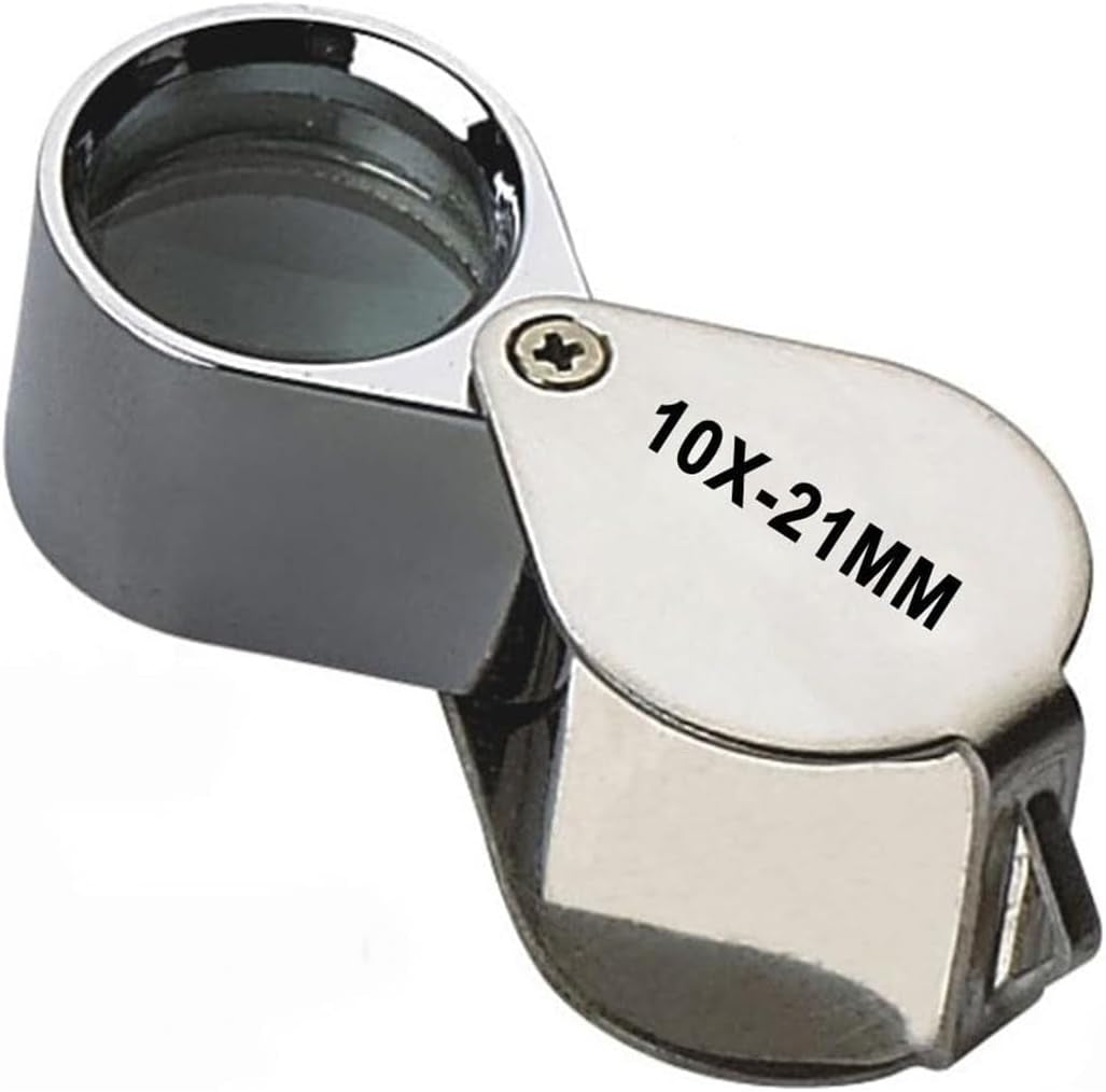Loupes 10X Glass Jeweler Loupe Loop Eye Magnifier Magnifying Magnifier Metal Body Silver (10X21Mm)