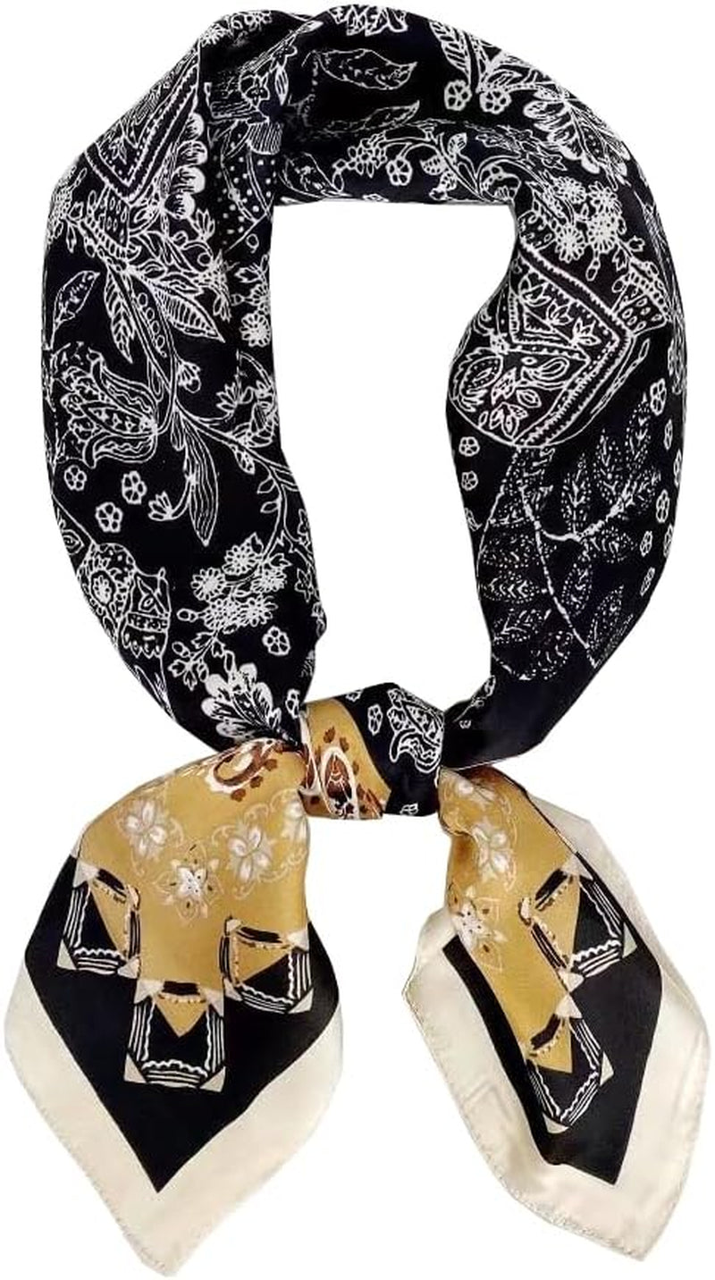 ANDANTINO 100% Mulberry Silk Square Scarf for Hair-25.6" X25.6'' Women Men Natural Silk Neckerchief Digital Printed Headscarf