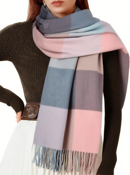 Womens Scarf Winter Blanket Large Scarves Thick Soft Warm Plaid Chunky Scarfs