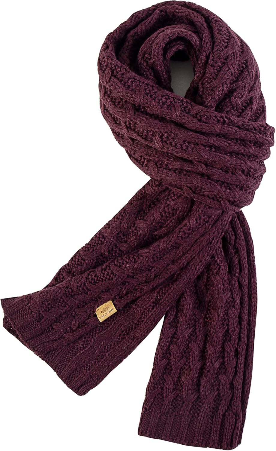 PAGE ONE Women'S Ribbed Knit Scarf Winter Warm Long Big Wrap Cashmere Wool Thick Large Chunky Scarf for Women