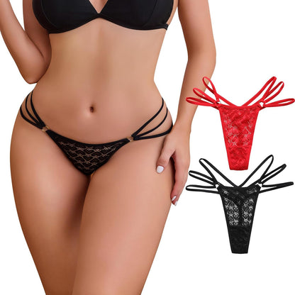 Hibluco Sexy Underwear for Women Lace Thongs Low Waist T- Back Panties G-Strings Thongs