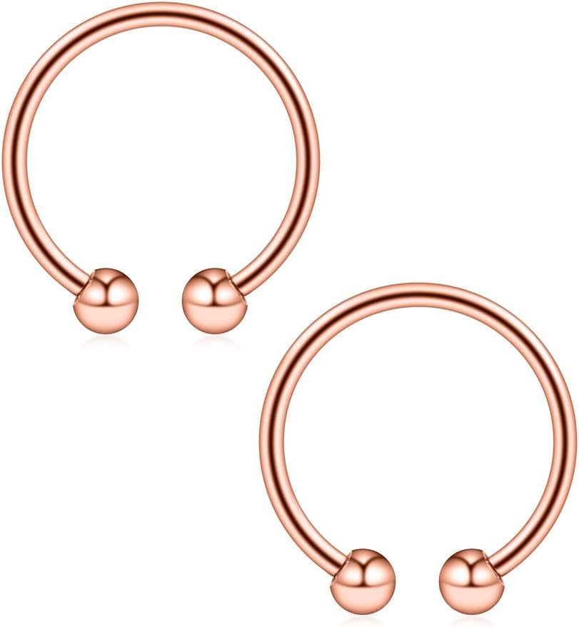 Ruifan 316L Surgical Steel Non-Piercing Fake Faux Clip on Septum Nose Hoop Ring Body Jewelry Piercing Unisex 20 Gauge 5/16"(8Mm) 2-6PCS