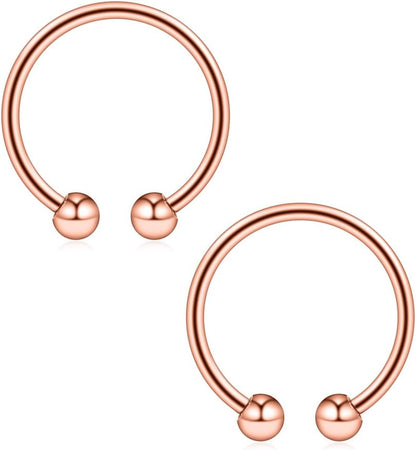 Ruifan 316L Surgical Steel Non-Piercing Fake Faux Clip on Septum Nose Hoop Ring Body Jewelry Piercing Unisex 20 Gauge 5/16"(8Mm) 2-6PCS