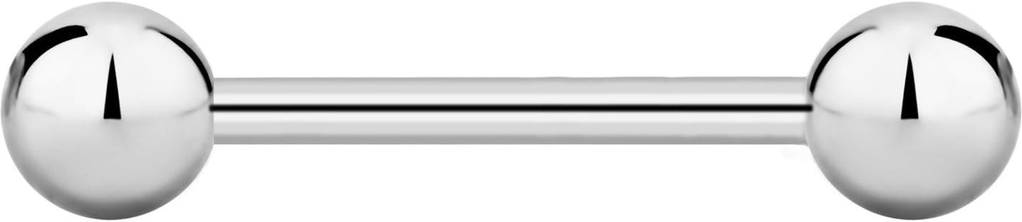Forbidden Body Jewelry Nipple Barbell, Nipple Bars, Silver Nipplerings Piercing Surgical Steel 8G - 18G Straight Barbell Body Jewelry (Sold Individually)
