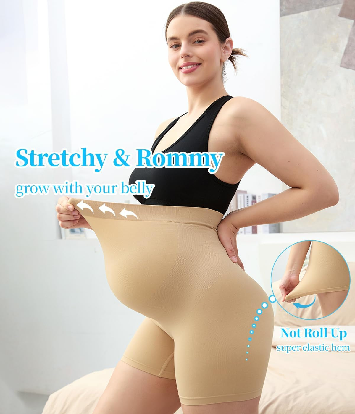 Maternity shapewear before and after comparison showing belly support