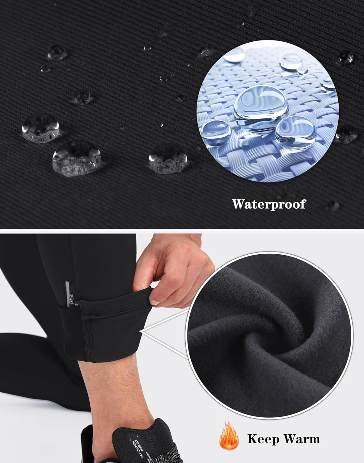 Elastic waistband with drawstring on thermal tights