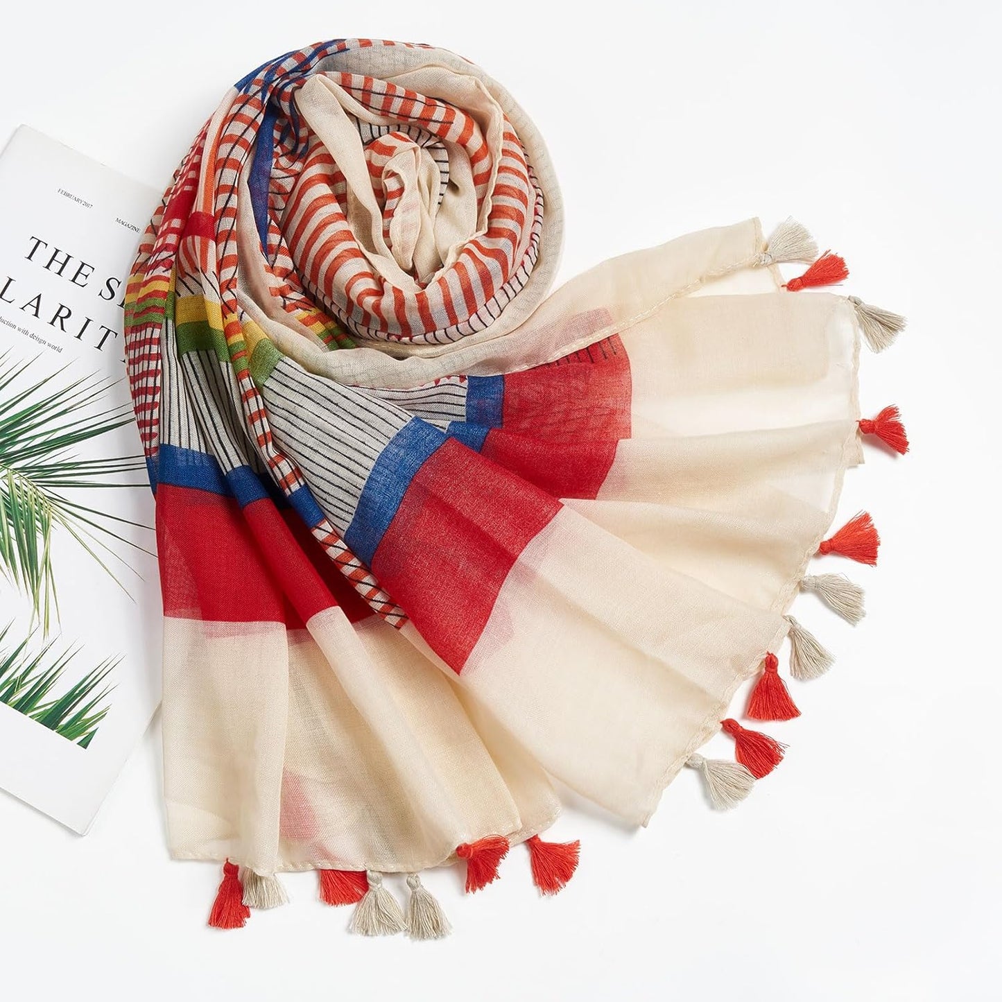 Scarf for Women Lightweight Soft Floral Leopard Printed Scarves Fall Winter Fashion Shawl Wrap with Fringe