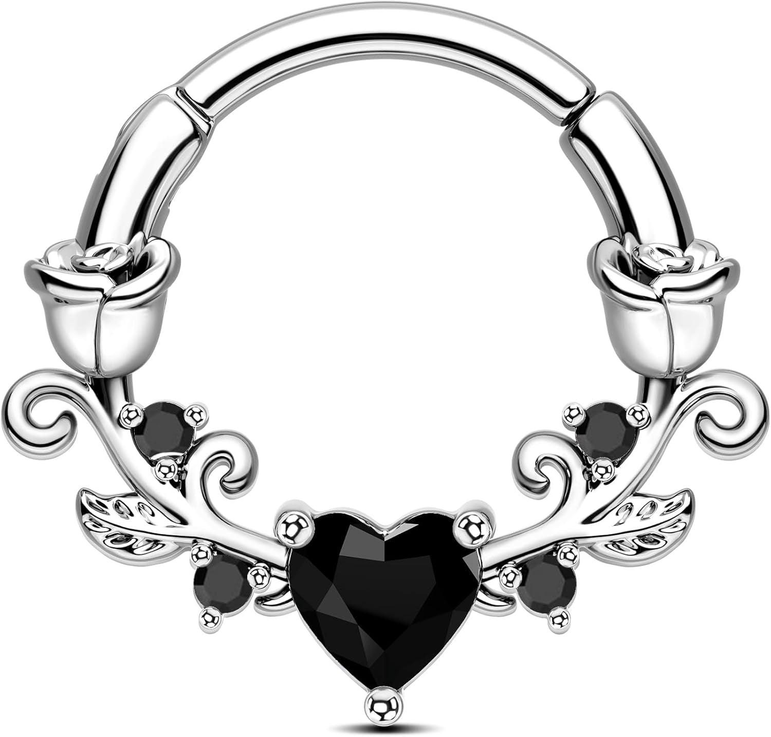 CM Crareesi Mania Rose Septum Rings 16G Septum Piercing Jewelry 316L Stainless Steel Daith Piercing Jewelry Heart Daith Earrings for Women