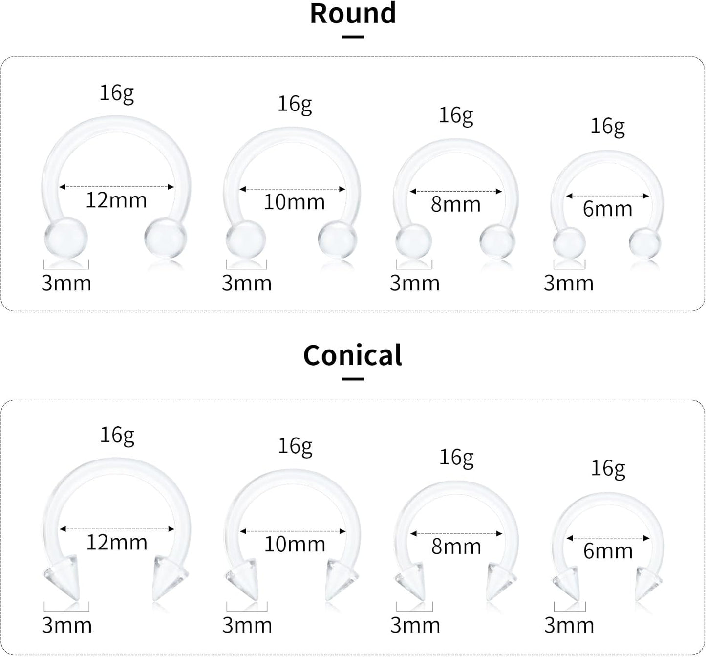 Horseshoe Nose Ring Hypoallergenic Septum Rings, Body Clear Piercing Retainer for Women and Men,16G Septum Nose Rings for Women,Smiley Piercing Jewelry