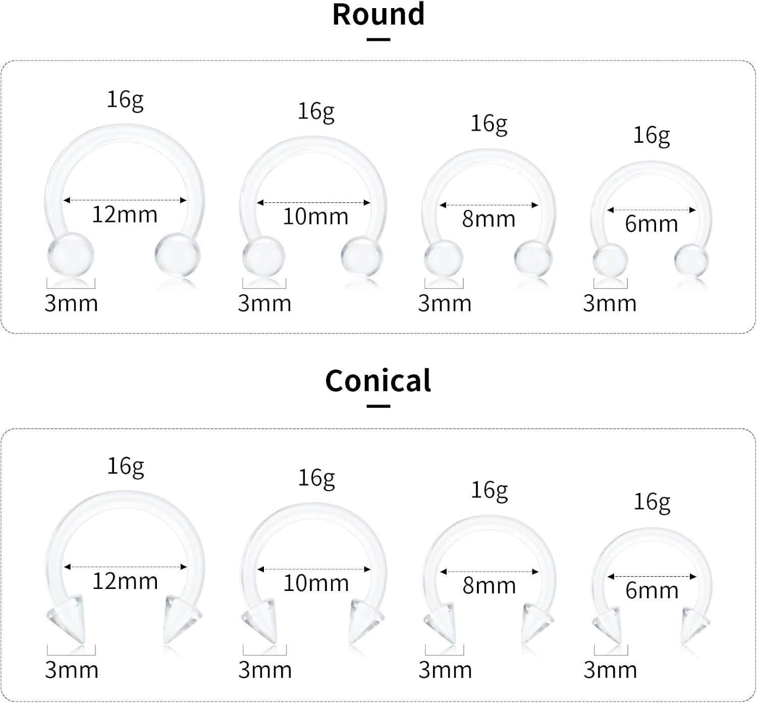 Horseshoe Nose Ring Hypoallergenic Septum Rings, Body Clear Piercing Retainer for Women and Men,16G Septum Nose Rings for Women,Smiley Piercing Jewelry