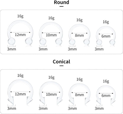 Horseshoe Nose Ring Hypoallergenic Septum Rings, Body Clear Piercing Retainer for Women and Men,16G Septum Nose Rings for Women,Smiley Piercing Jewelry