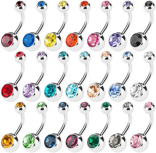 15 PCS Assorted Colors Belly Button Ring Surgical Steel Hypoallergenic Lead and Nickel Free,14 Gauge Navel Piercing Body Jewelry