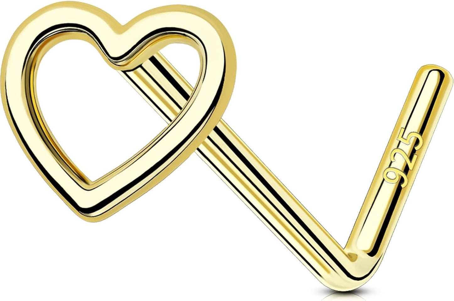 OUFER 925 Sterling Silver Nose Rings, Nose Studs for Women, Cute Nose Nostril Piercing Jewelry, L-Shaped 20G Silver Nose Rings Studs