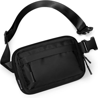 Side profile of women's belt bag with secure zipper closure
