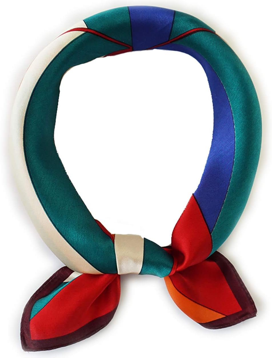 ANDANTINO 100% Mulberry Silk Scarf -21” Lightweight Square Neckerchief – Breathable Digital Printed Scarves with Gift Packed