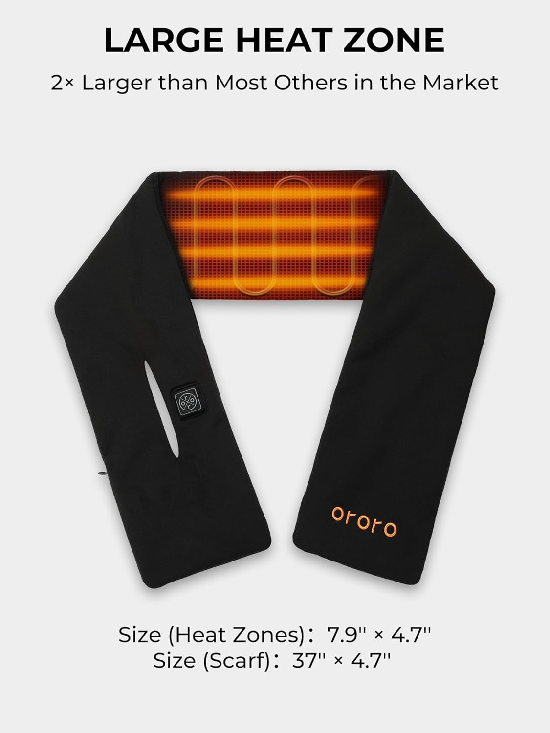 ORORO Heated Scarf, up to 12 Hours of Warmth, Heated Neck Warmer with Rechargeable Battery