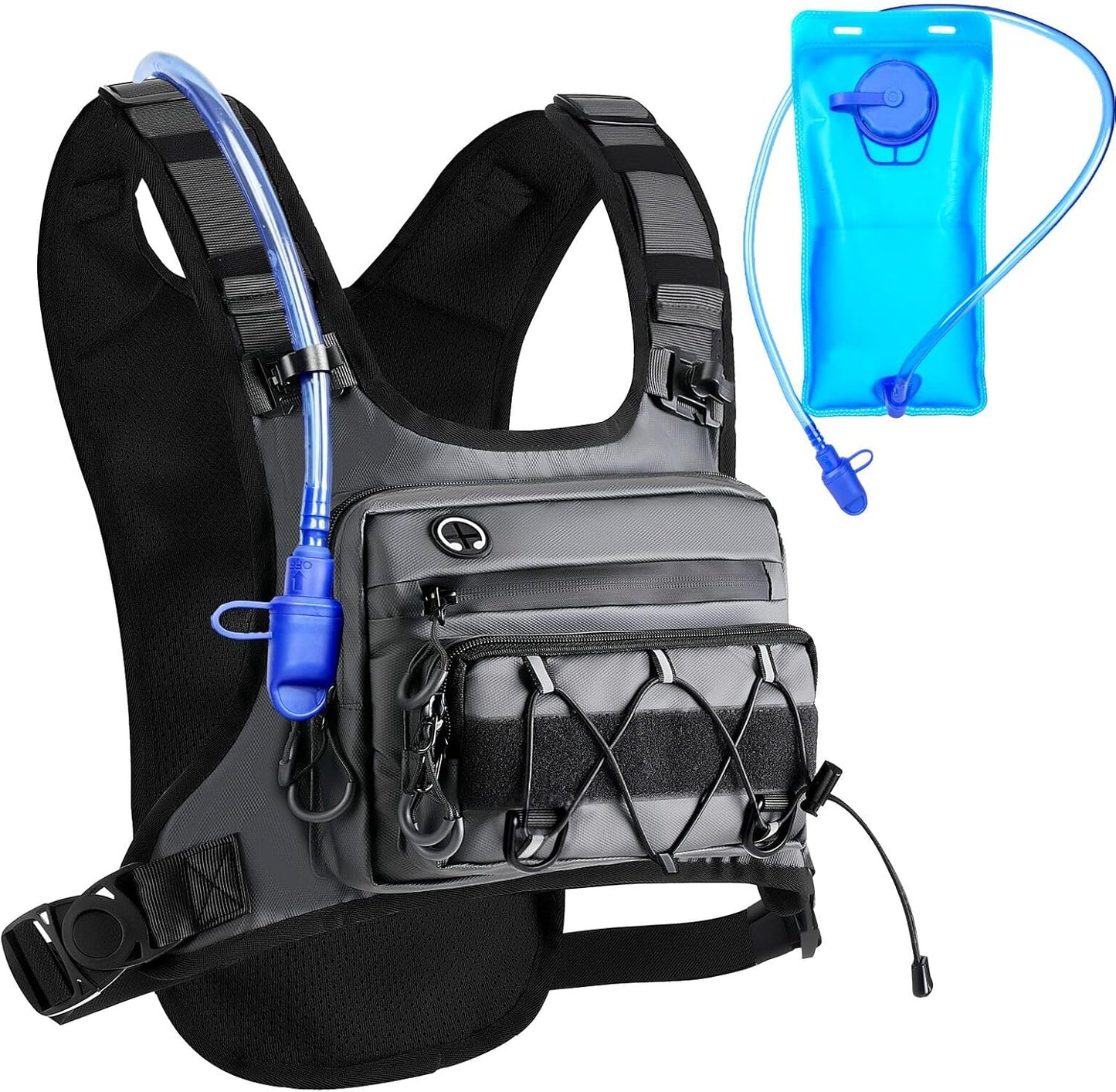 Running Vest 2L Water Bladder for Men & Women, Lightweight Breathable Reflective Design, Adjustable Shoulder Straps with Phone Pocket, Ideal for Cycling & Mountain Sports