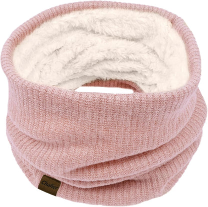 Chalier Infinity Scarf Winter Double-Layer Neck Warmer Knit Fleece Lined Circle Loop Scarves