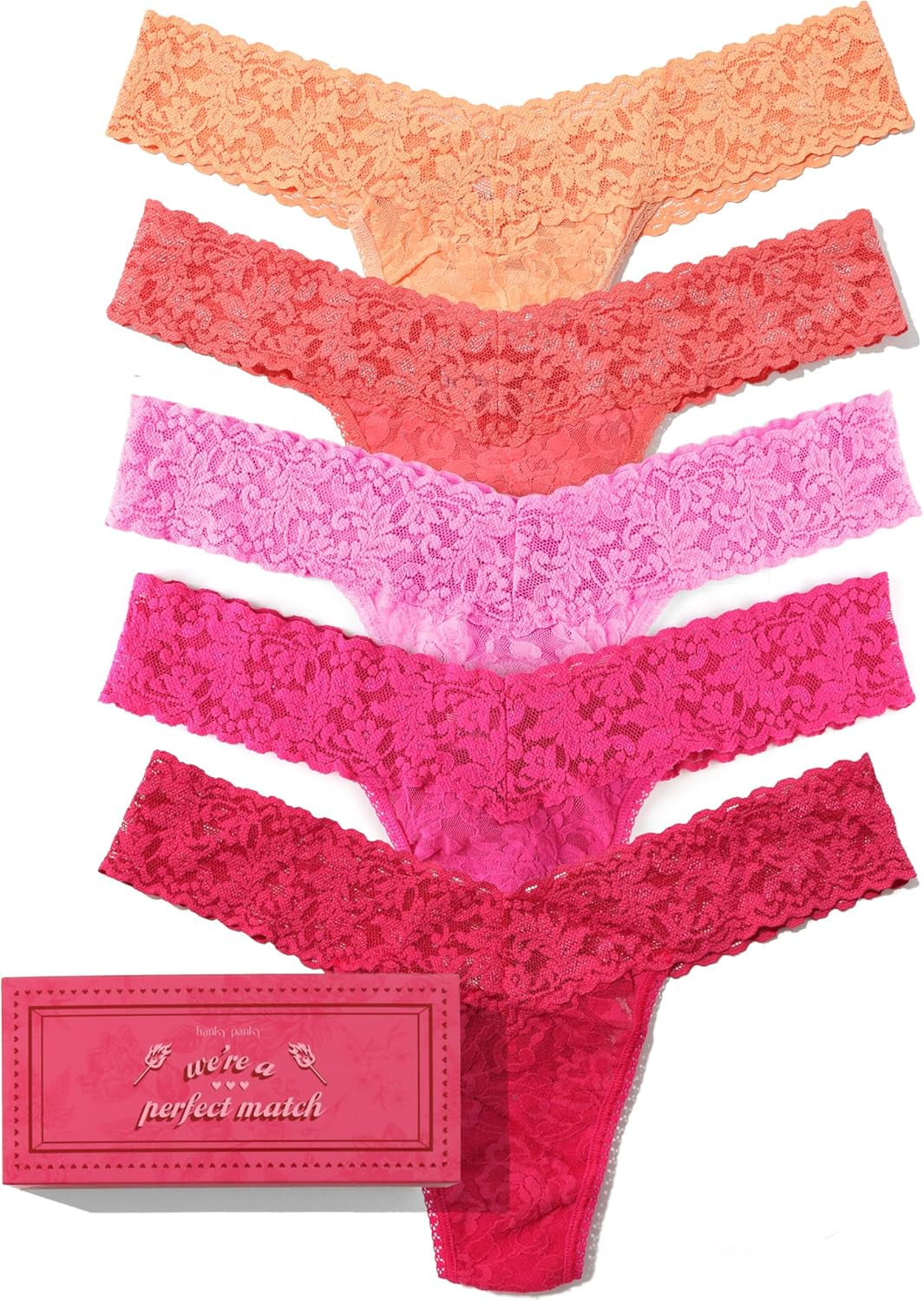 Hanky Panky signature lace original rise thong pack front view