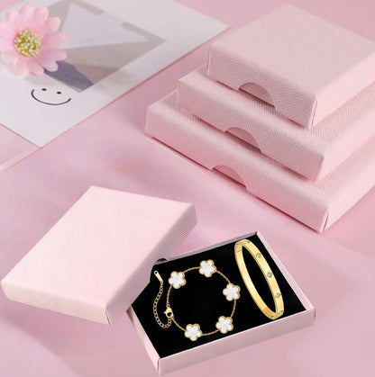 Trendy gold clover love charm bracelet set for women