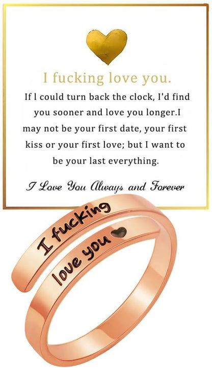 Polished stainless steel promise ring reflecting light